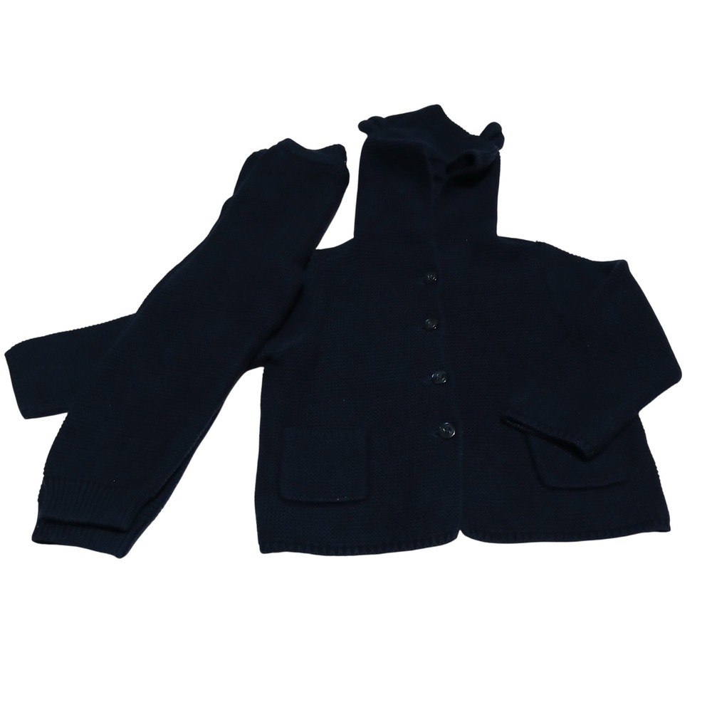 Baby GAP Navy Blue Knit Hooded Sweater & Pants Set 18 24‎ Months